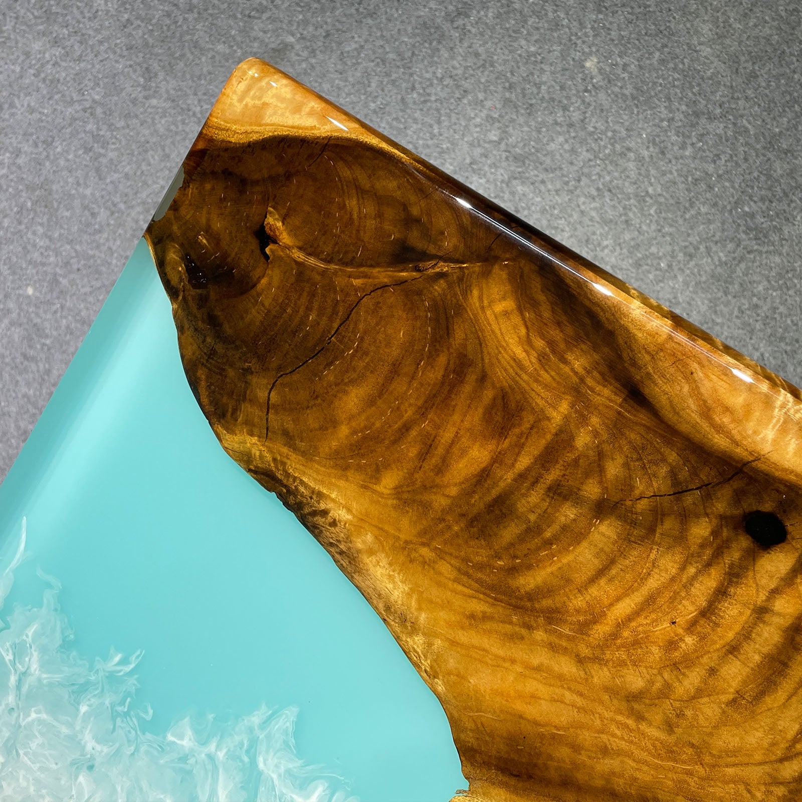 Custom Camphor Blue Wave Epoxy Table Kazanahome