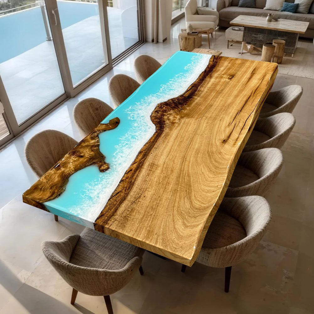 Custom Golden Camphor Epoxy Table
