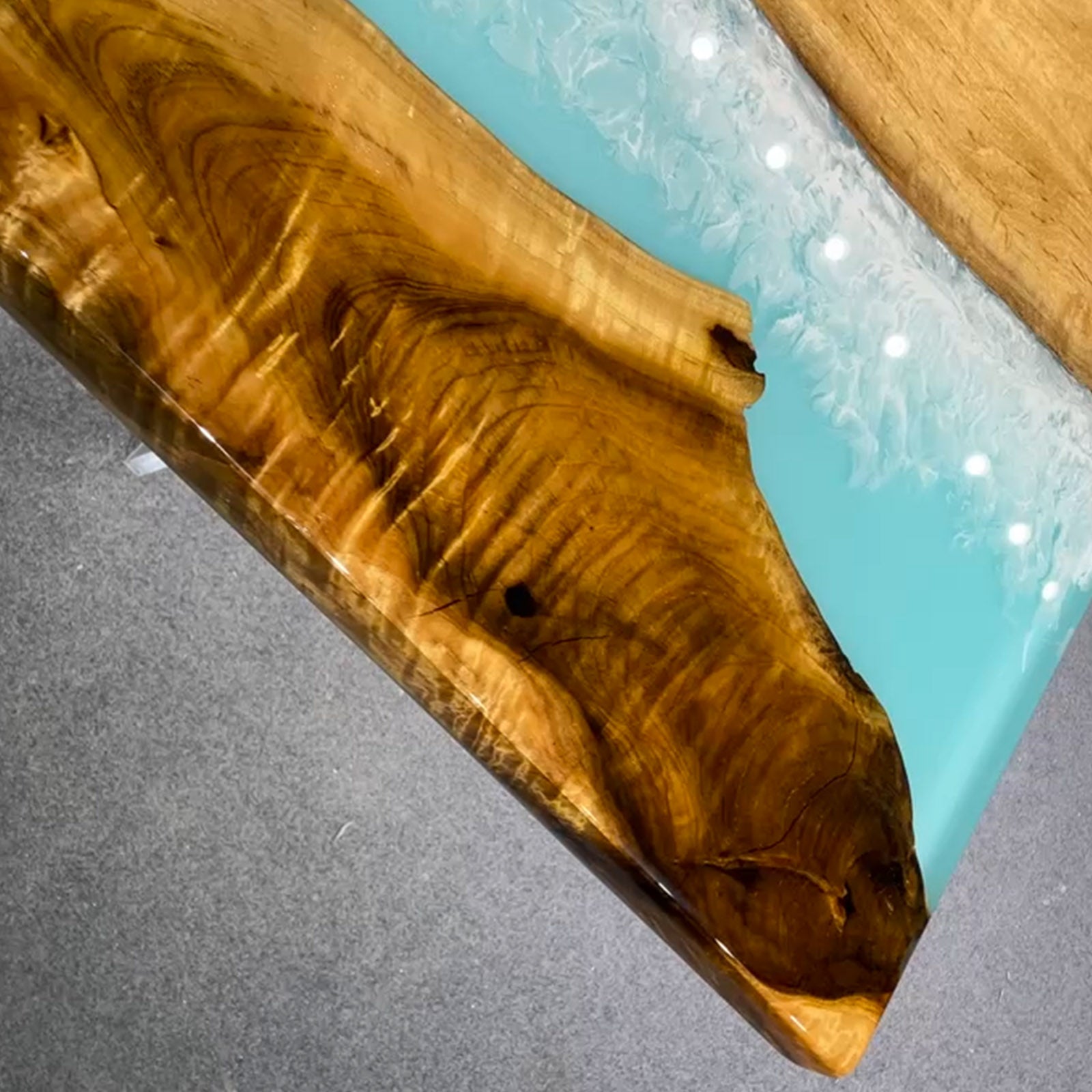 Golden Camphor Ocean Blue Wave Dining Epoxy Tabletop Kazanahome