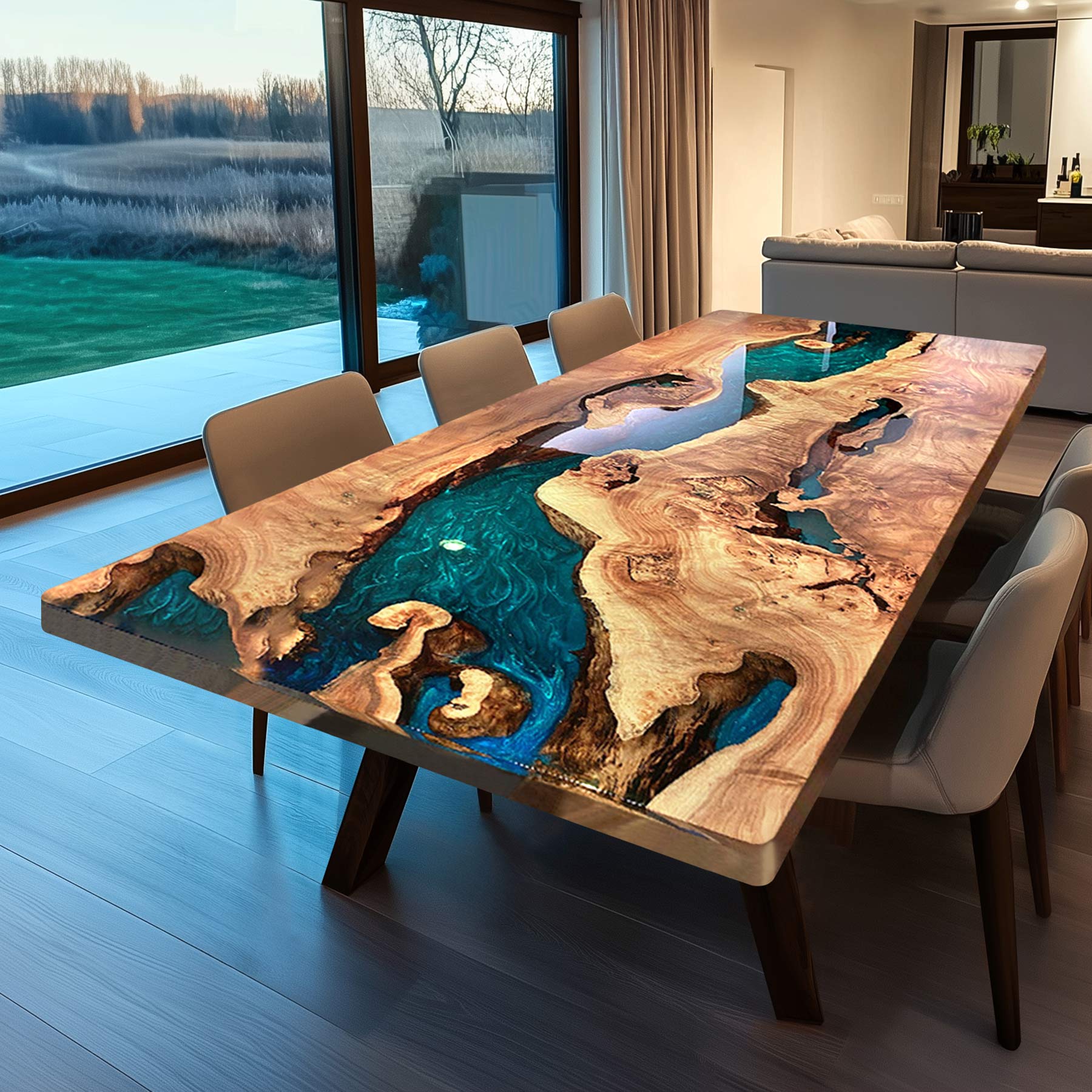 Golden Camphor Wood Epoxy Tables