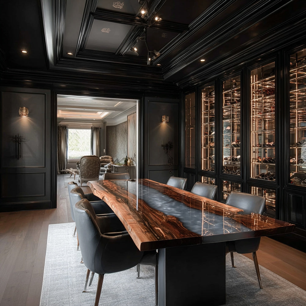 Gray River Walnut Tavern Epoxy Table for Modern Bars & Hospitality Decor in Miami