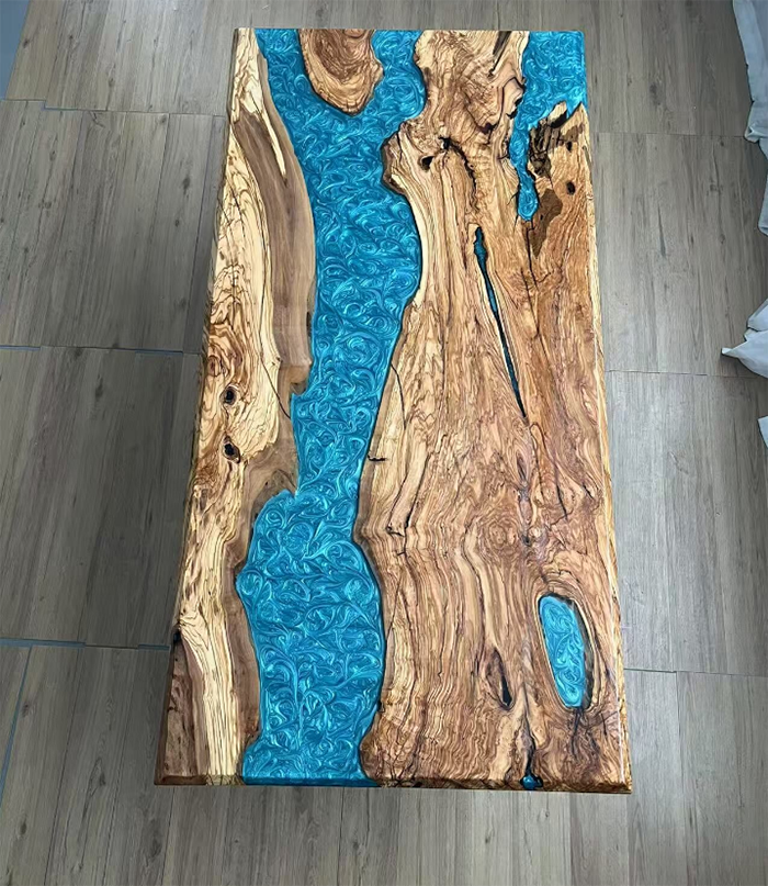 Ash Wood & Blue Ocean Resin Epoxy Table