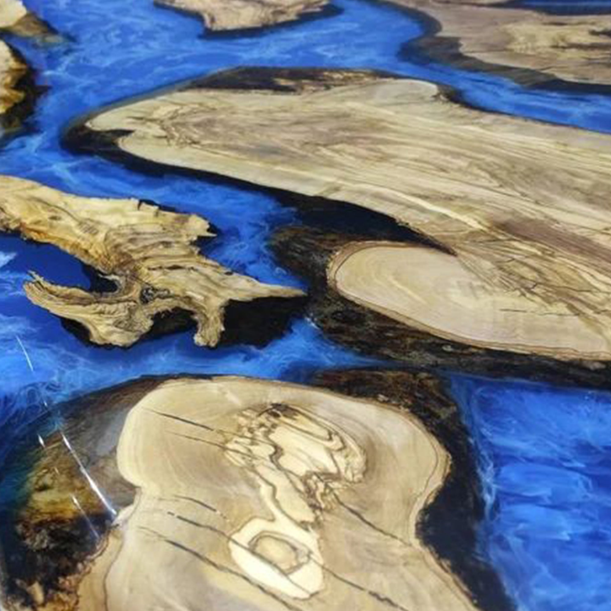Custom Live Edge Blue River Epoxy Table