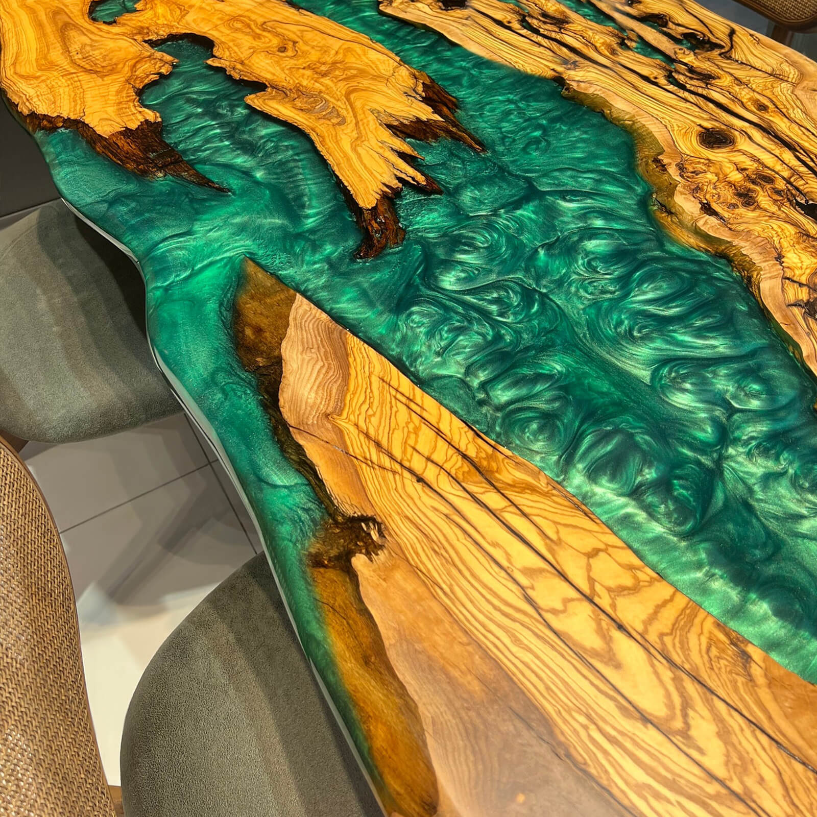 Olive River Resin Epoxy Table in Seattle
