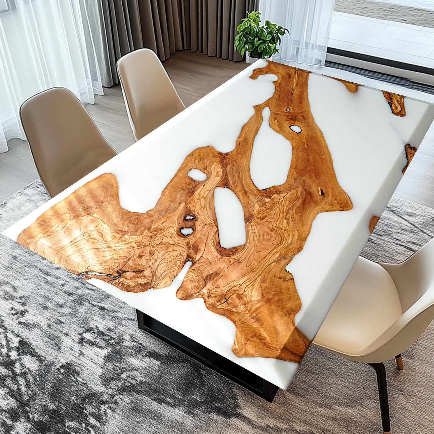 Custom Olive Luxury Epoxy Resin Dining Table CT95