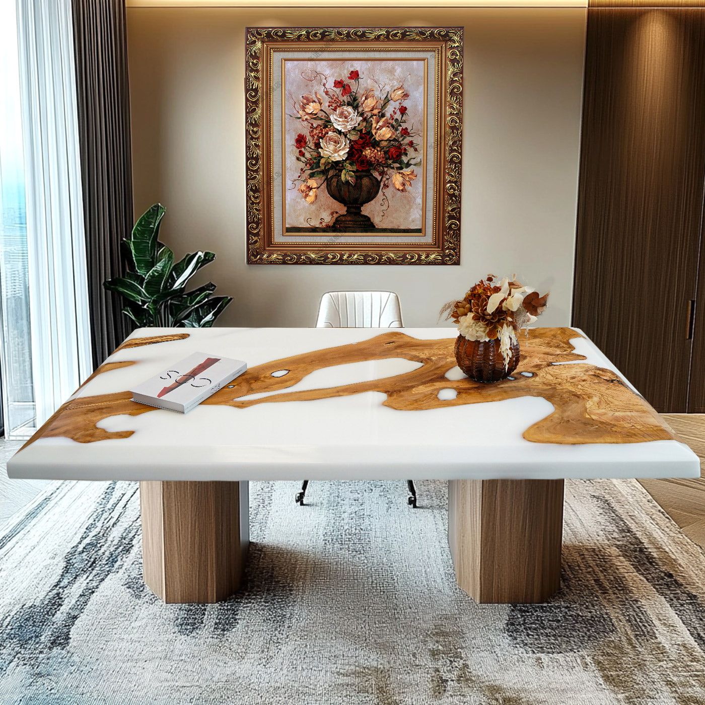 Custom Olive Luxury Epoxy Resin Dining Table CT95