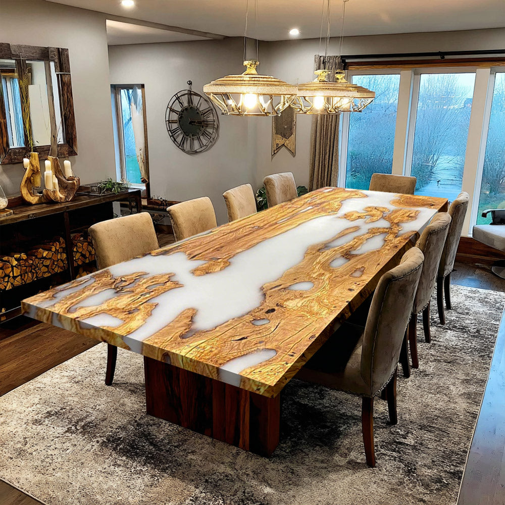 Olive Milk White River Resin Epoxy in New YorkTable