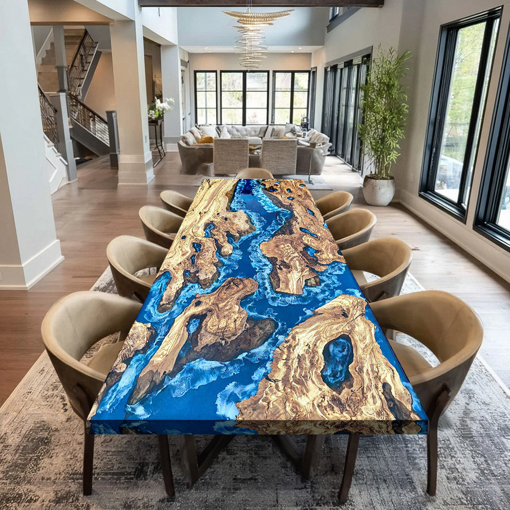 Kazanahome Ocean Wood Epoxy Table in Malibu