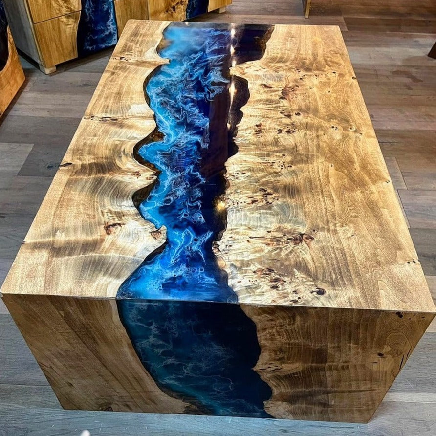 River Waterfall Kitchen Countertop Epoxy Table Kazanahome