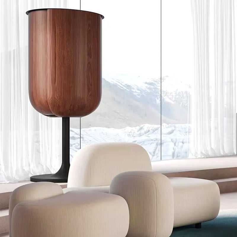 Custom Walnut Wood Bar Cabinet