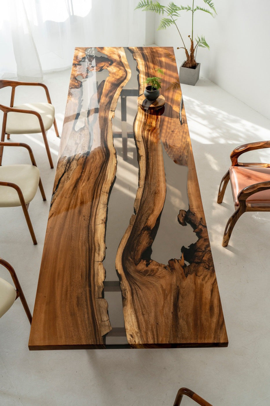 Walnut Wood Epoxy Table - Kazanahome