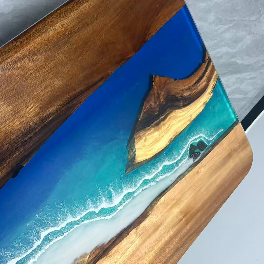 Custom Walnut Wave Resin Epoxy Table in Florida
