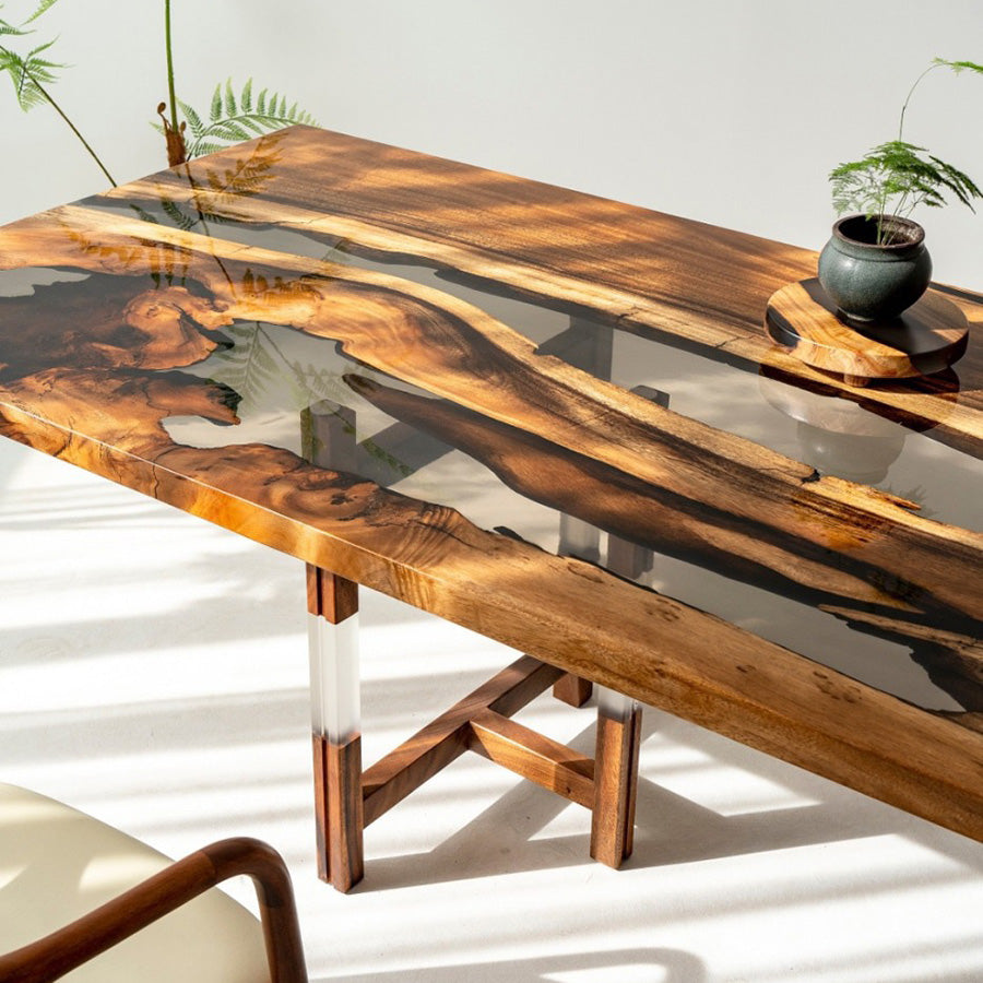 Walnut Epoxy Dining Table - Kazanahome
