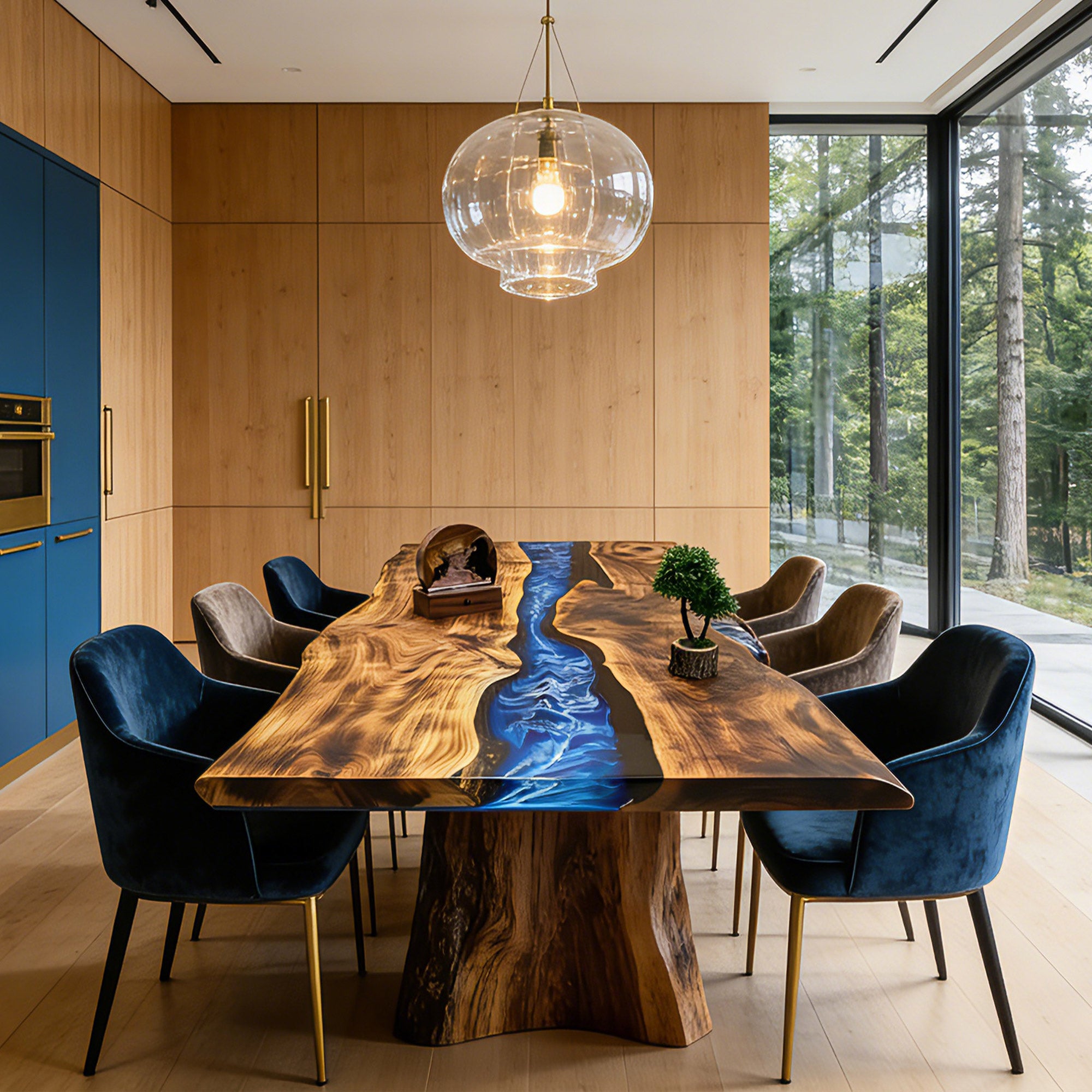 Live Edge Blue River Epoxy Resin Table in Los Angeles