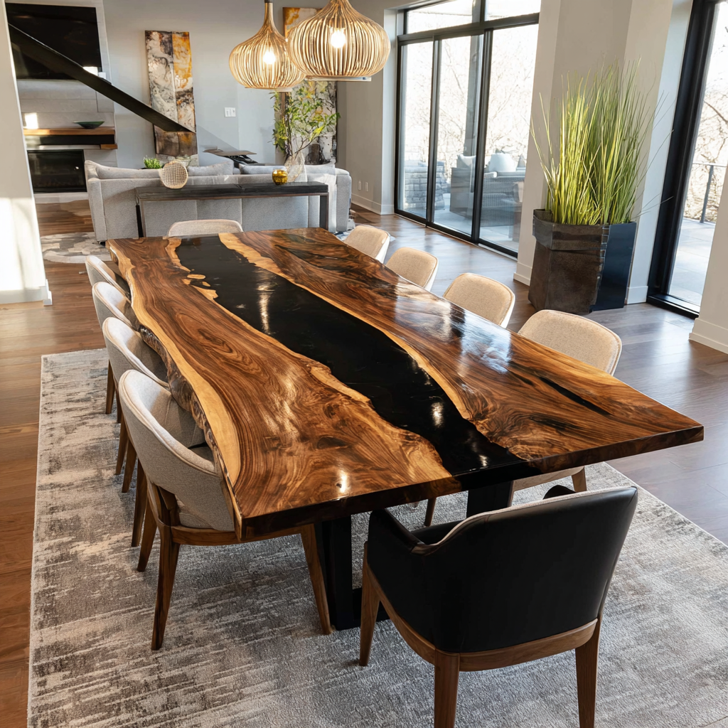 Custom Walniut Epoxy Table in California