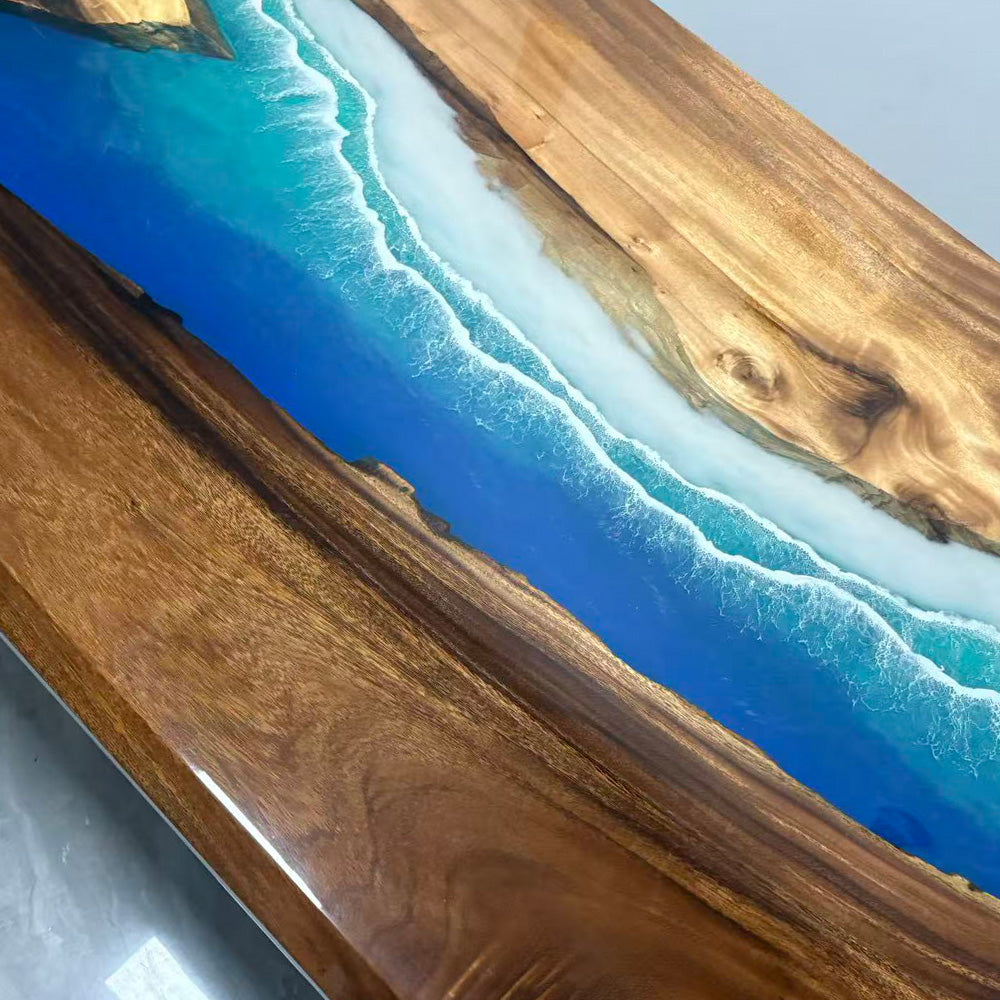 Custom Walnut Wave Resin Epoxy Table in Florida