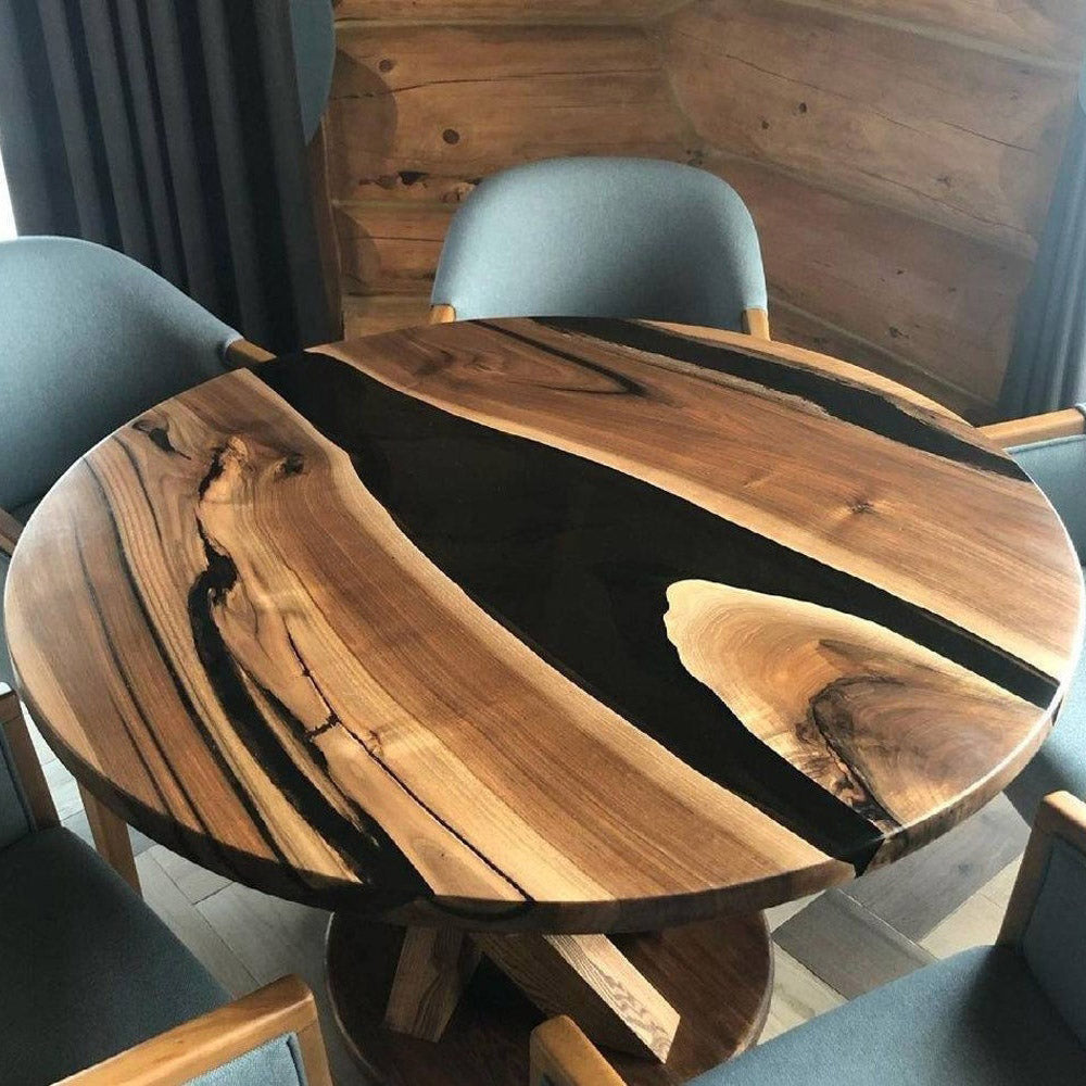 Custom Round Black Epoxy Table in Atlanta