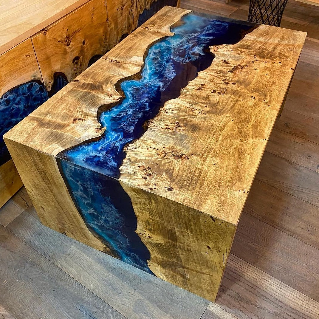 Custom River Waterfall Epoxy Table Countertop