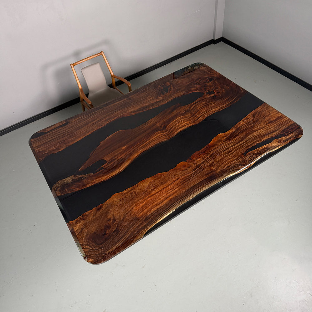 Solid Walnut Epoxy Table for Modern American Lofts in Charlotte