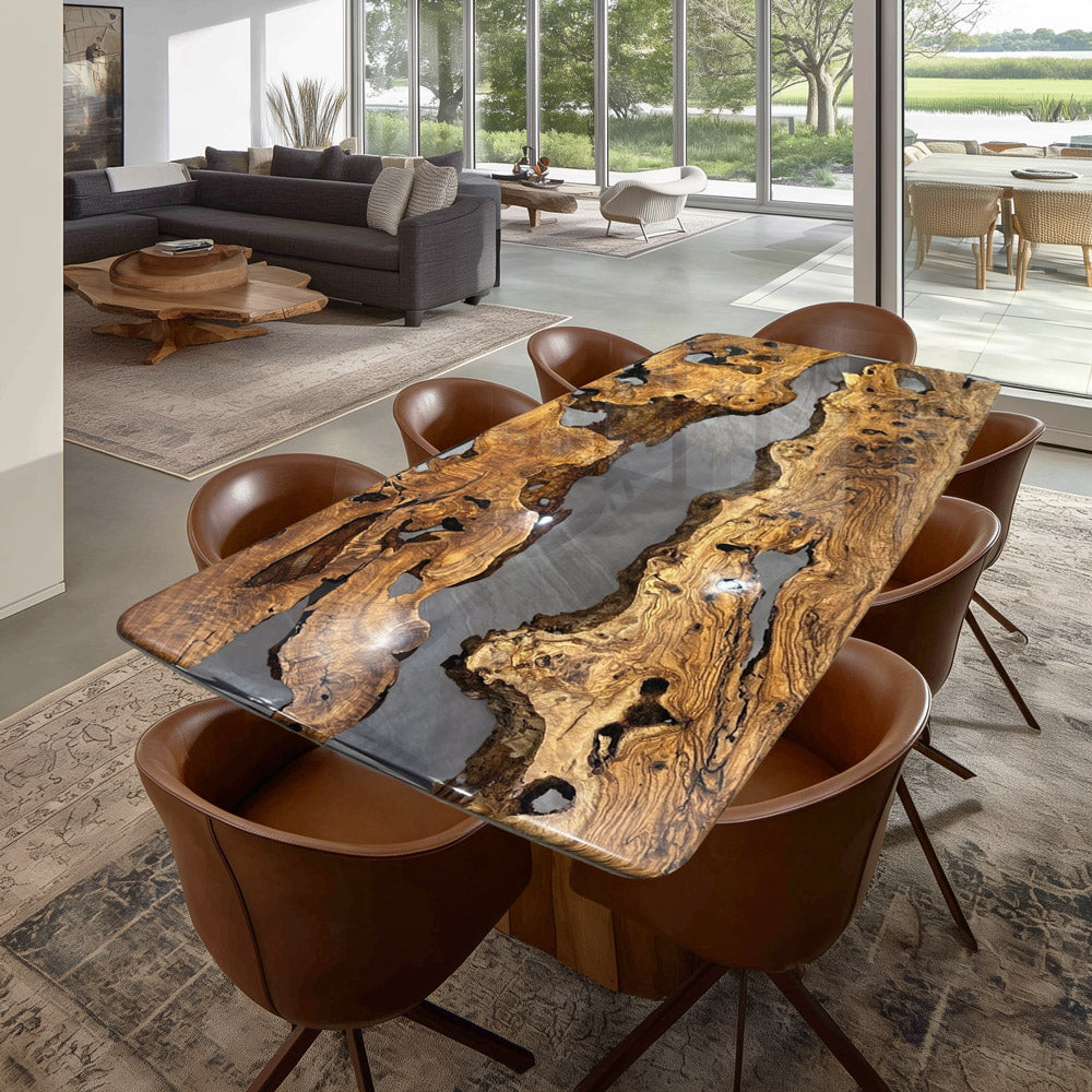 Elegant Gold Camphor Epoxy Table - High-End Centerpiece for Luxury Home Staging KCT110 in New York