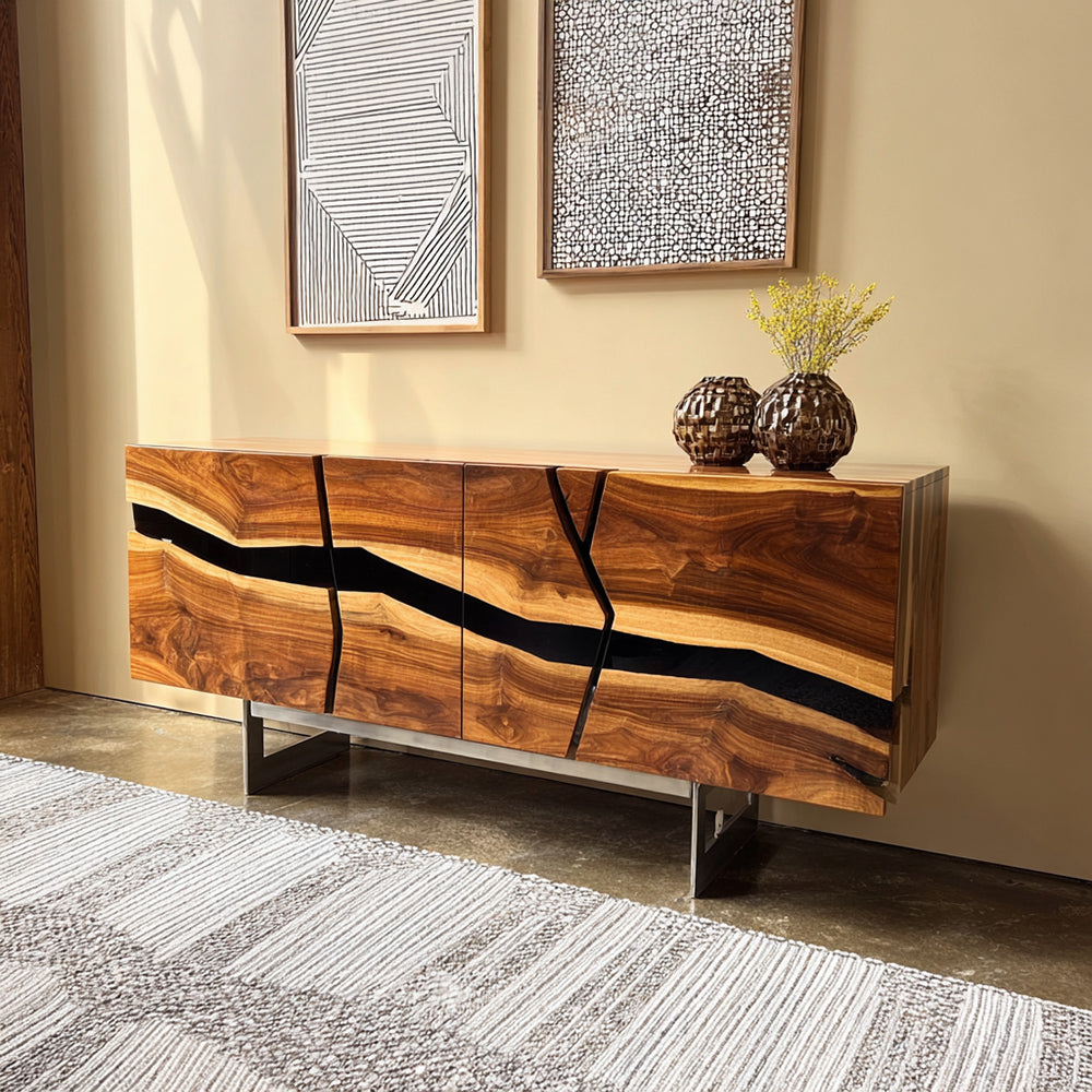 Walnut Epoxy Credenza for Dining Living Room Conference in New York
