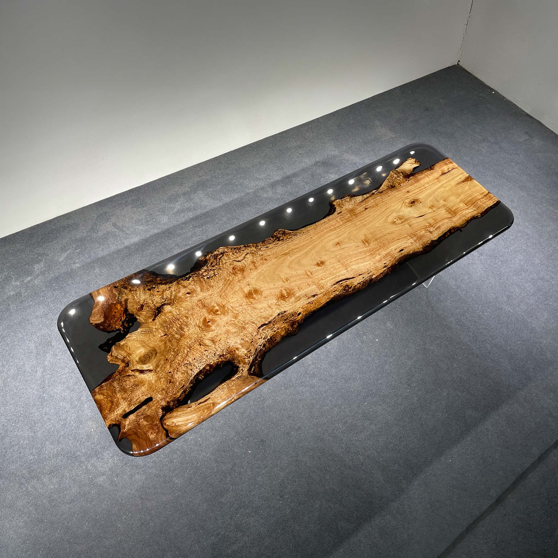 Epoxy Resin Golden Camphor Wood Dining Table - Kazanahome