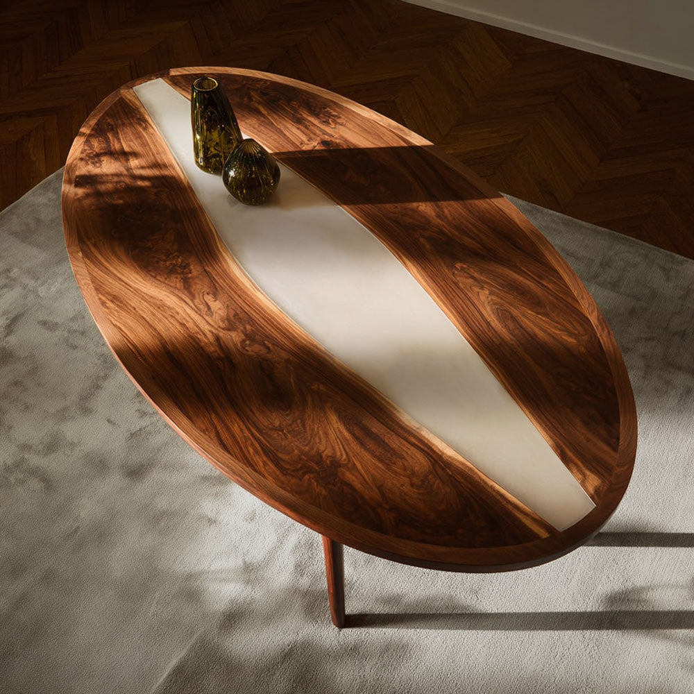 Oval Black Walnut Epoxy Table in Napa Valley