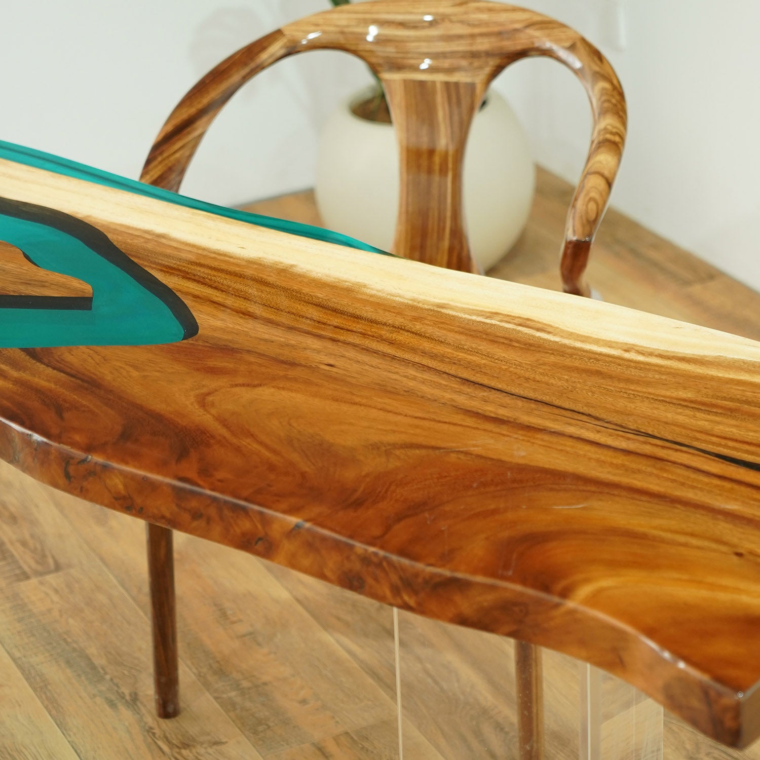 Handmade Live Edge Walnut River Epoxy Table Kazanahome