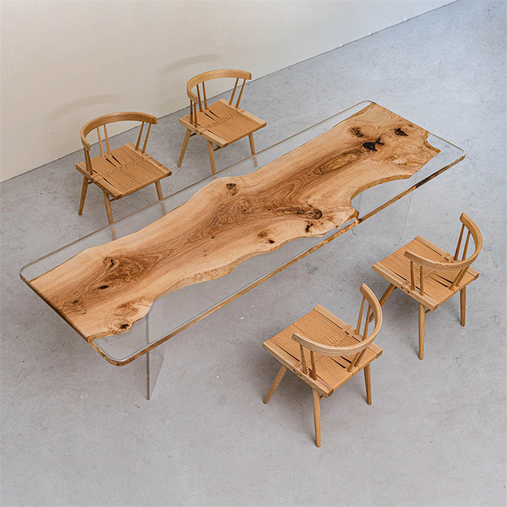 KAZANA Ash Wood Epoxy Live Edge Dining Table