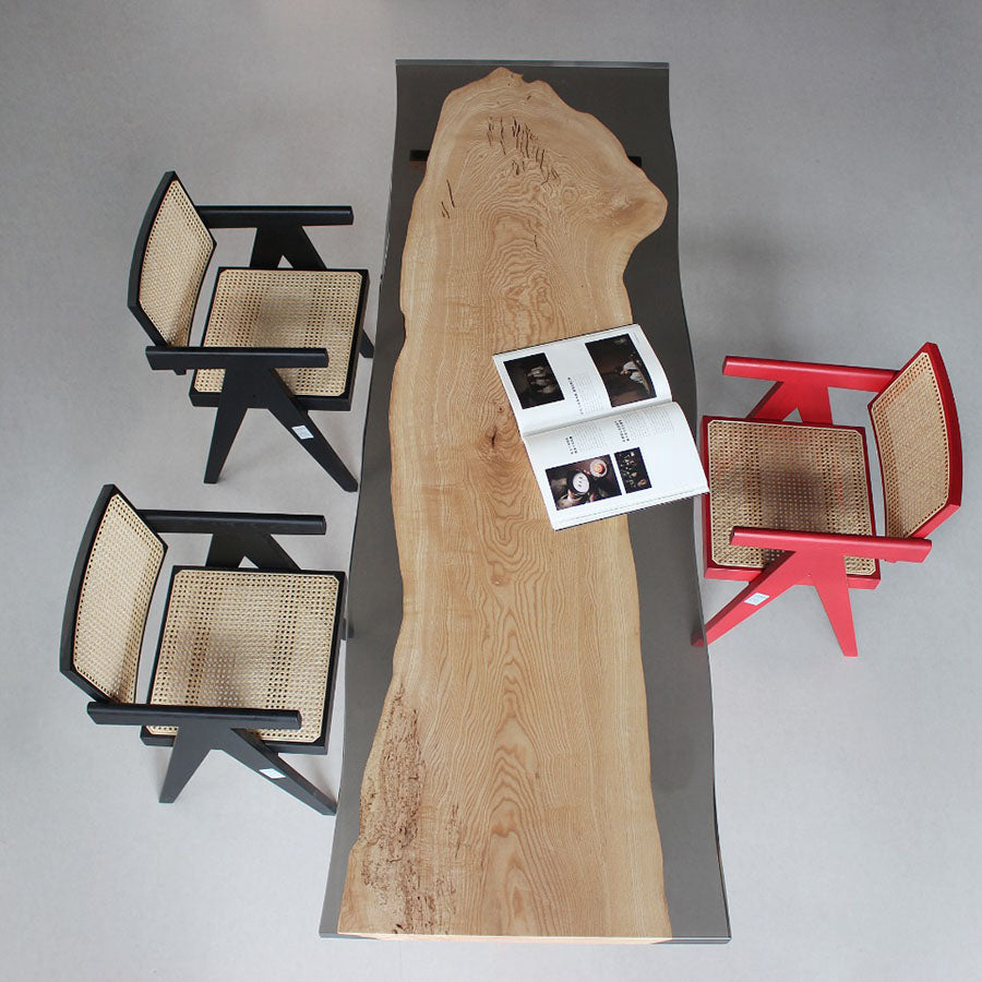 KAZANA Ash Wood Epoxy Live Edge Table Resin Dining Table