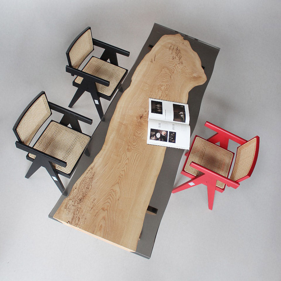 KAZANA Ash Wood Epoxy Live Edge Table Resin Dining Table