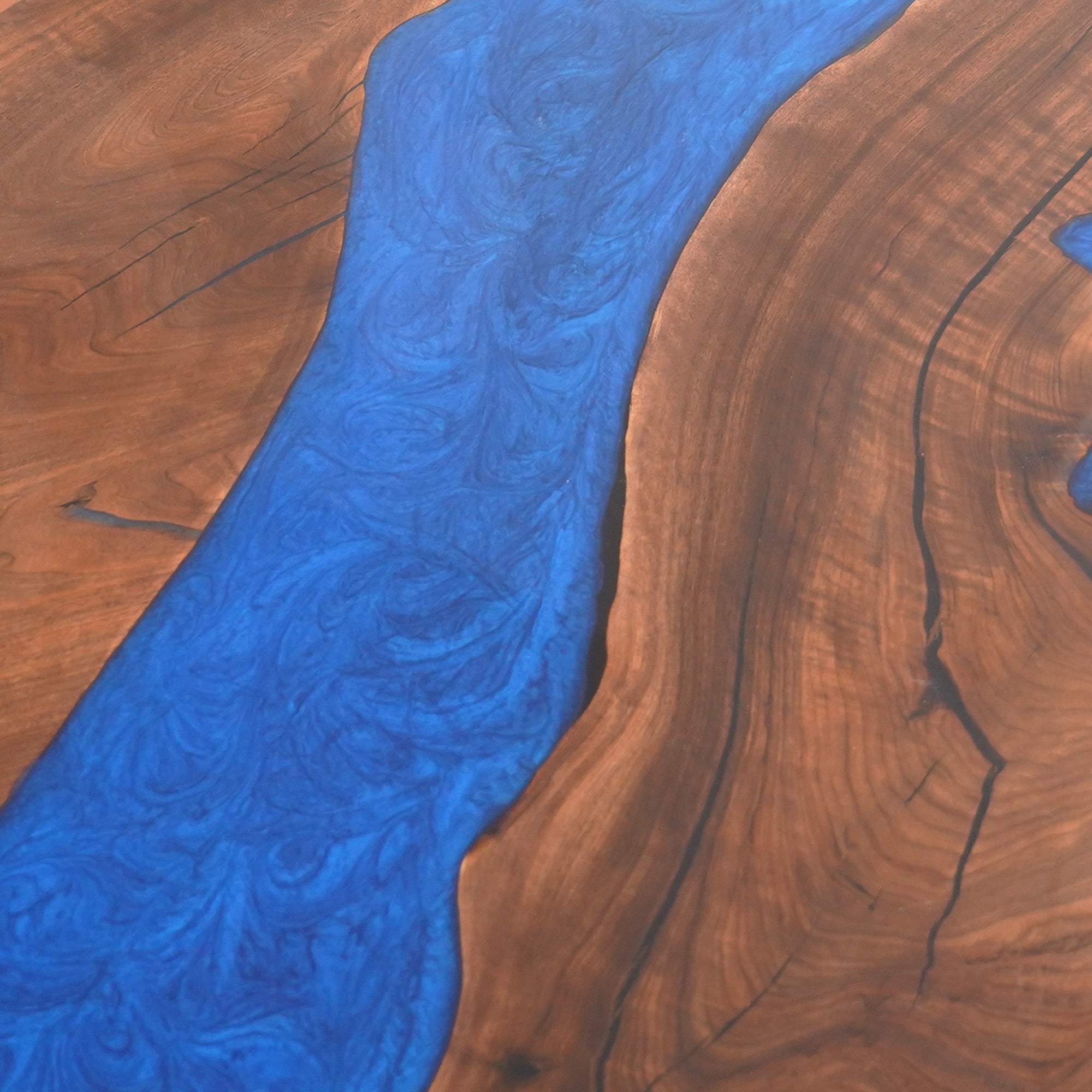 Black Walnut Blue Epoxy Dining Table - KAZANA HOME