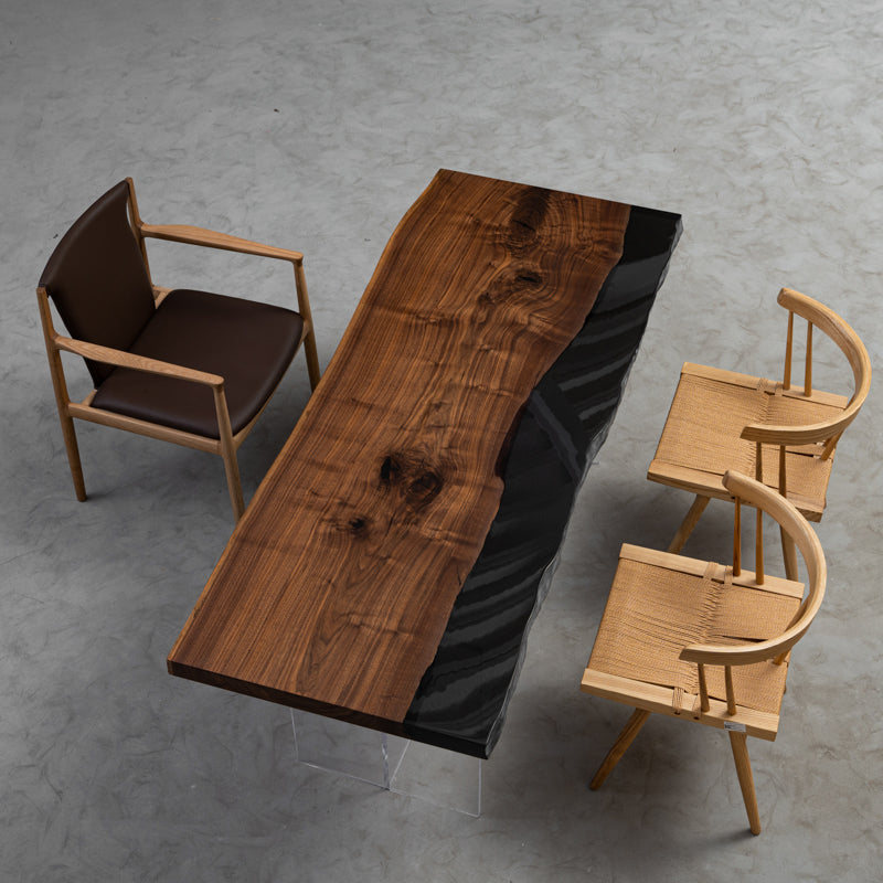 Customizable Black Walnut Epoxy River Dining Table - KAZAN HOME