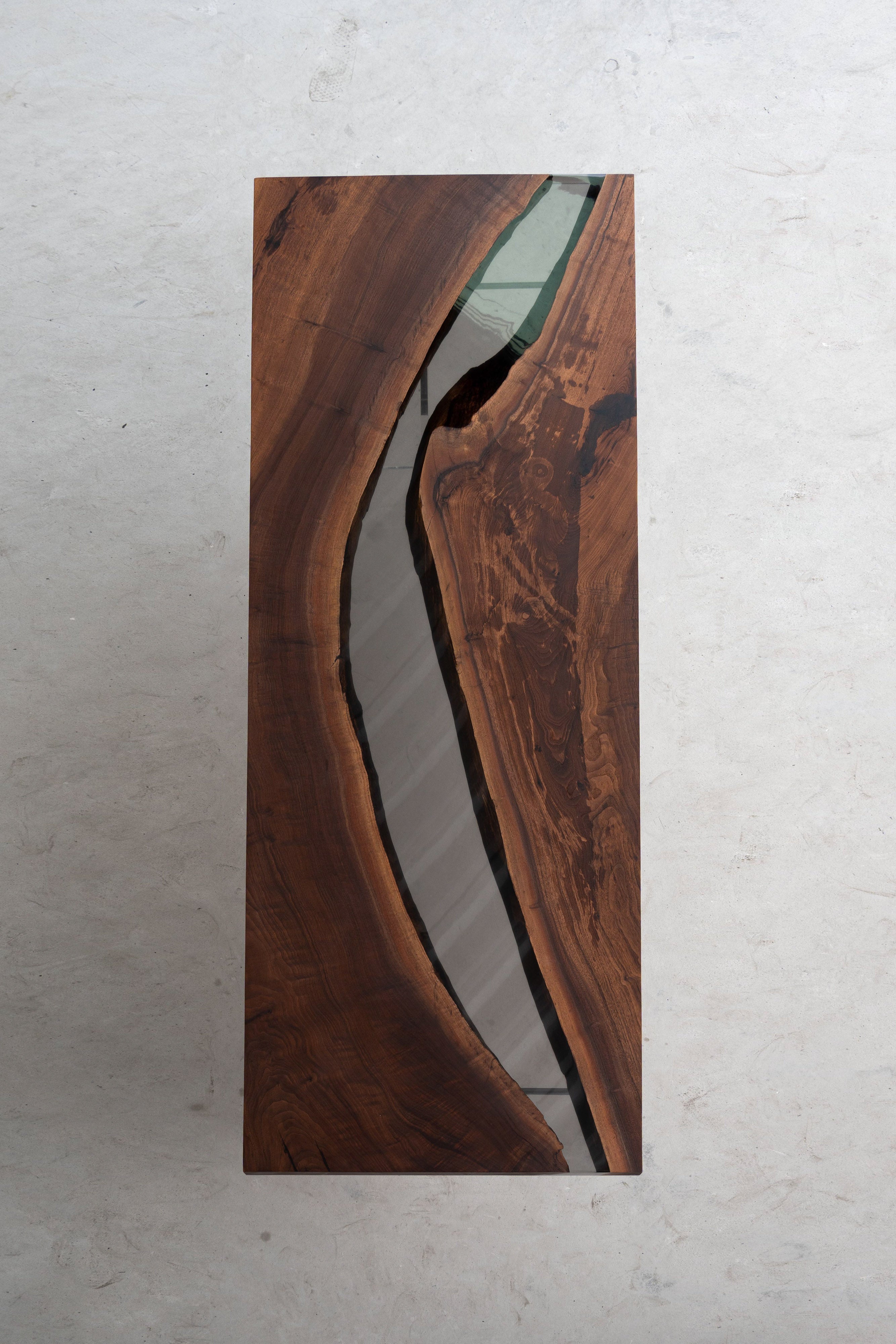 Epoxy Resin River Black Walnut Dining Table - Kazanahome