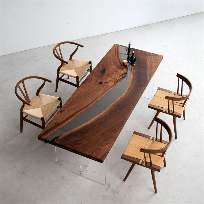 Black Walnut Epoxy Resin River Table - Kazanahome
