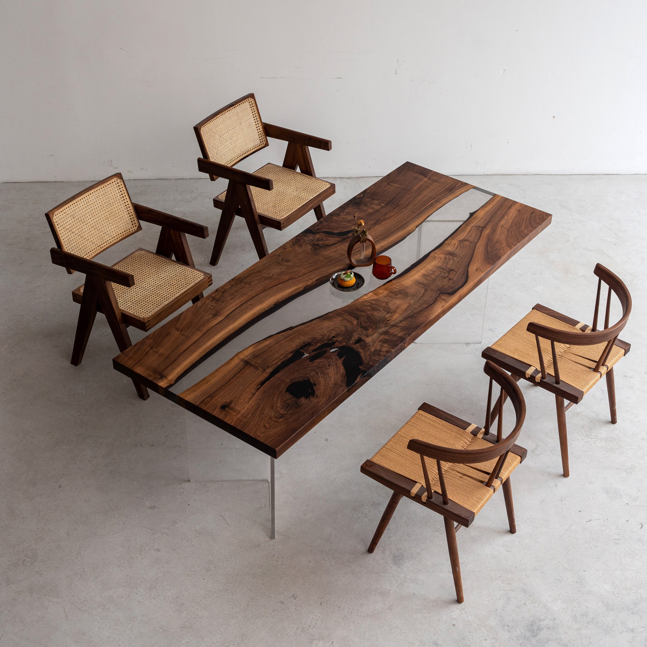 Black Walnut Epoxy Resin River Table - Kazanahome