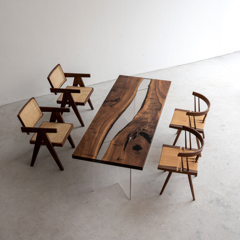 Epoxy Resin River Black Walnut Dining Table - Kazanahome