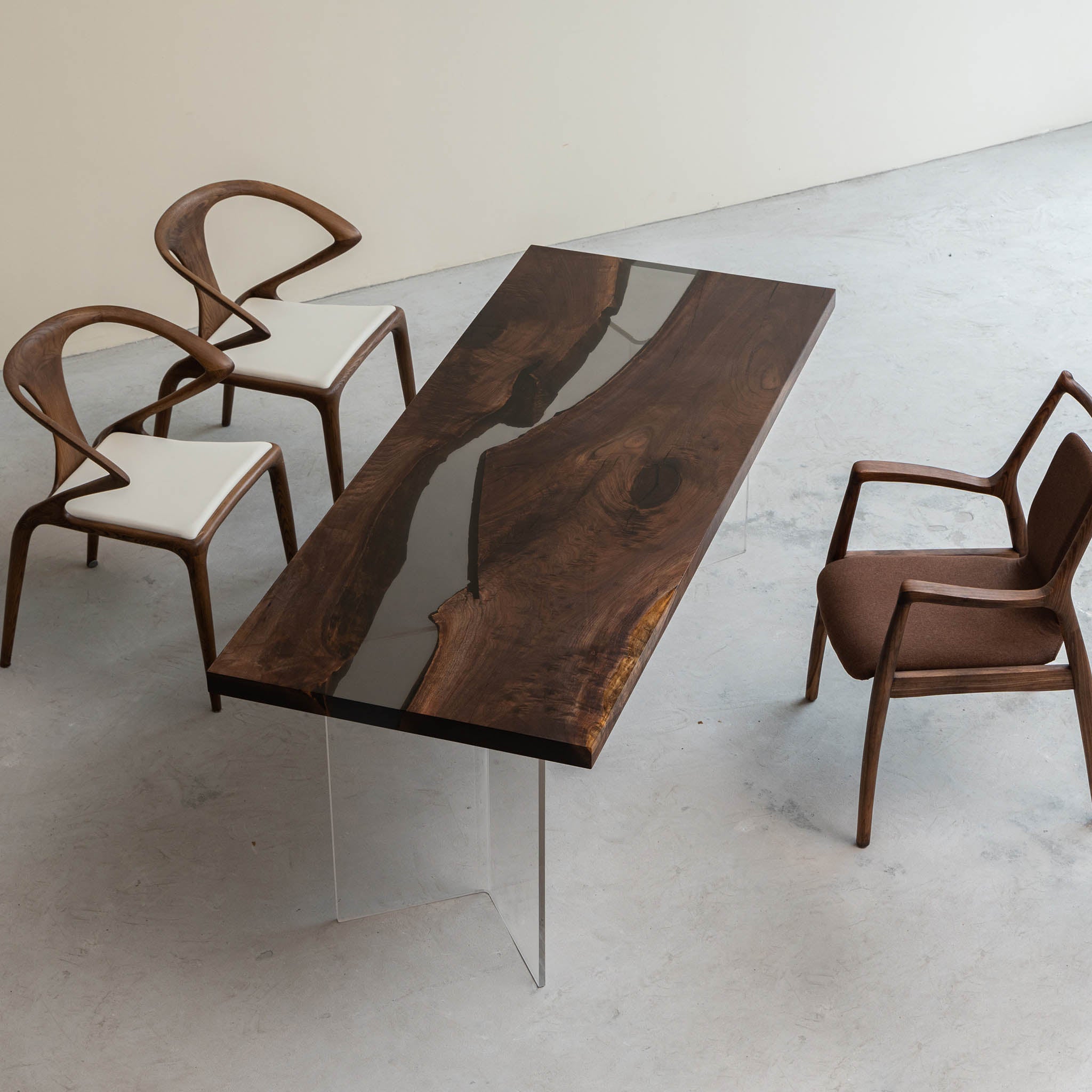 Black Walnut Wood Epoxy River Dining Table - KAZANAHOME