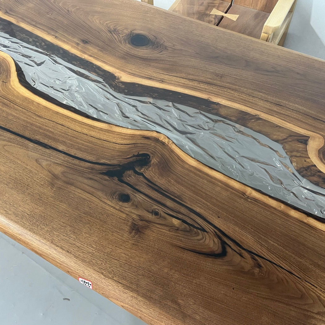 KAZANA Black Walnut Ice-Cracked Epoxy River Table 93.70"L 35.43"W