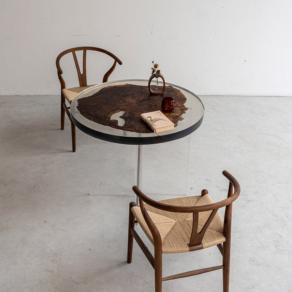 KAZANA Black Walnut Round Epoxy Coffee Table