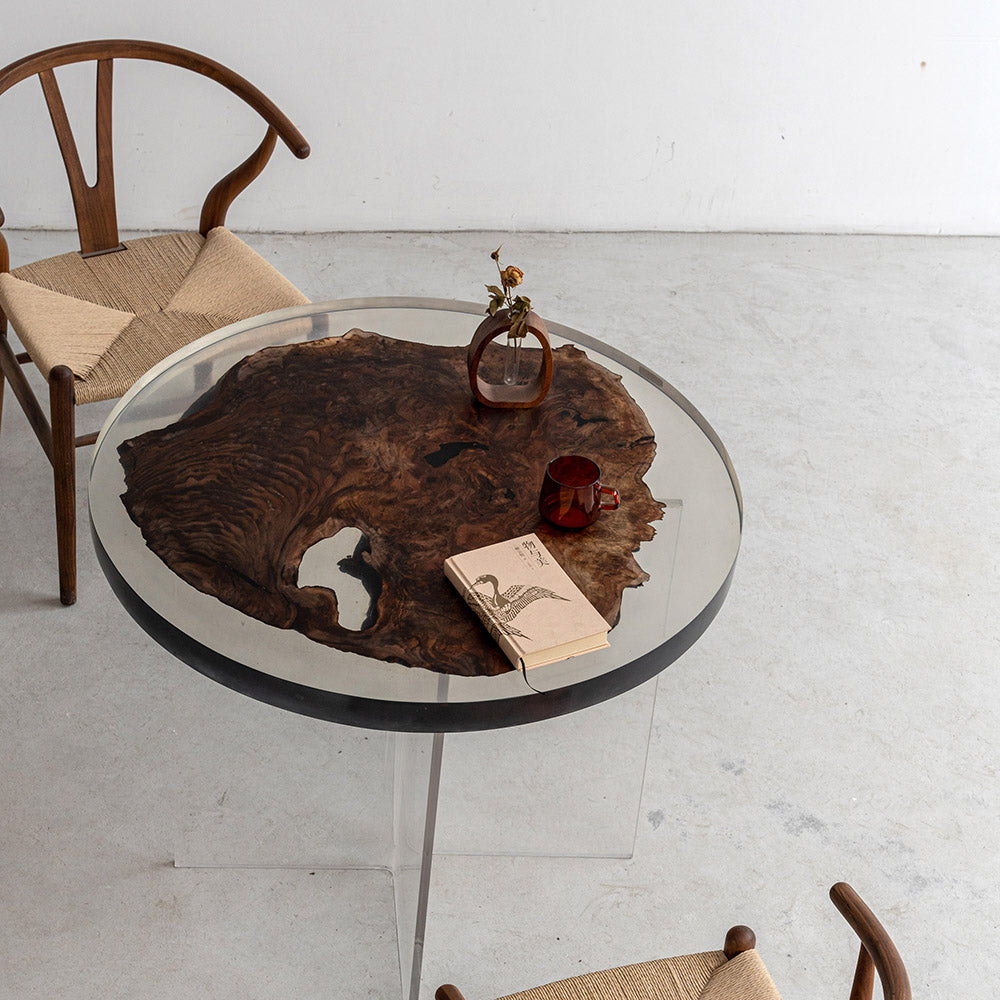 KAZANA Black Walnut Round Epoxy Coffee Table