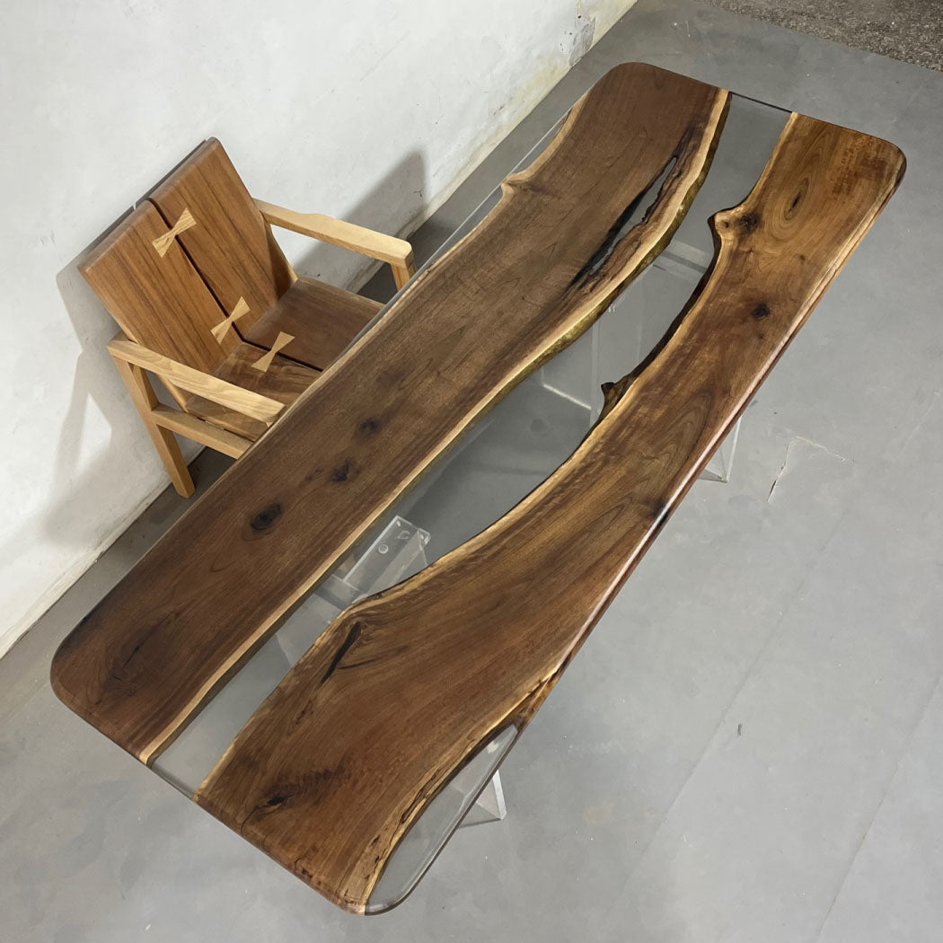 KAZANA Black Walnut Slab Epoxy Table 81.8''Lx31.4''W