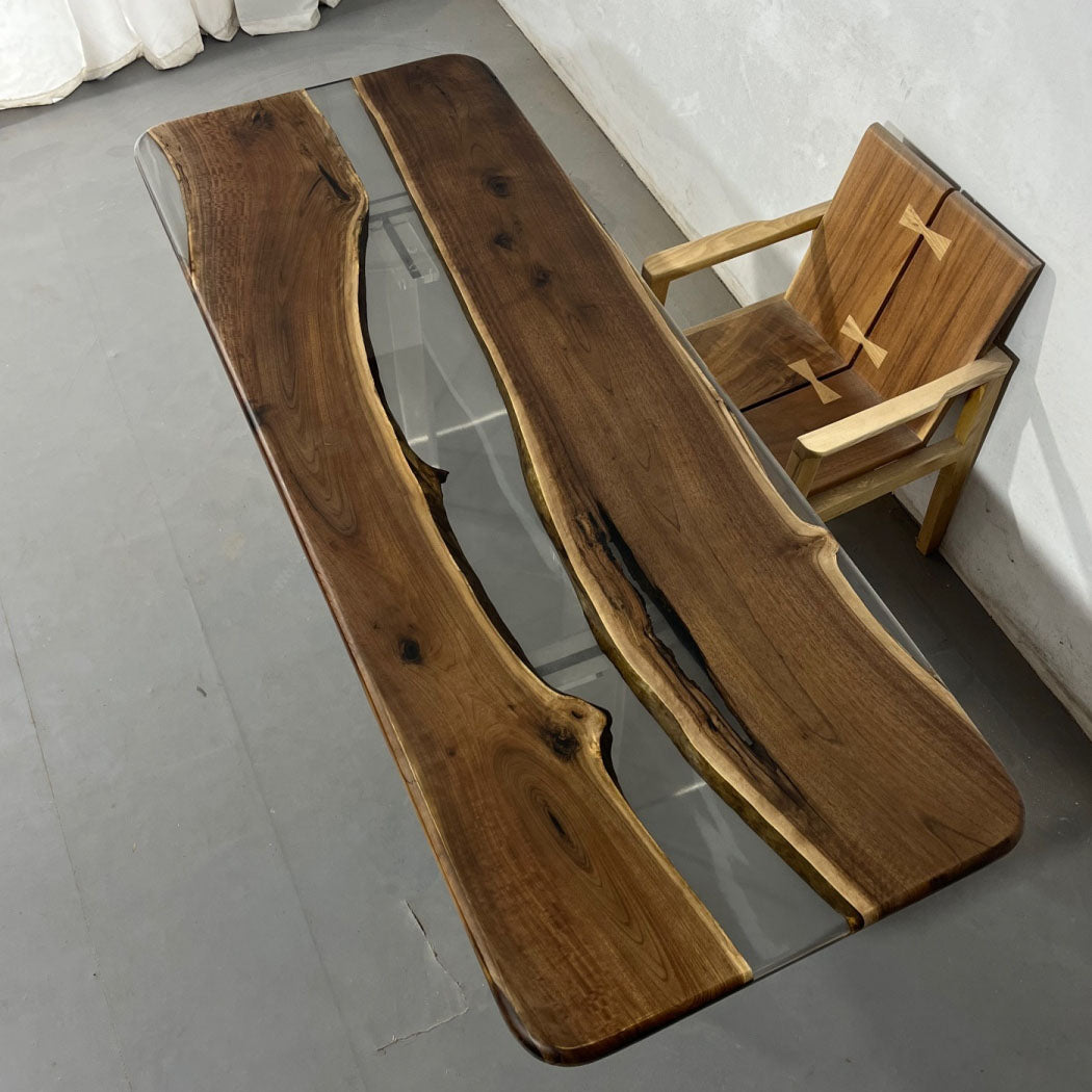 KAZANA Black Walnut Slab Epoxy Table 81.8''Lx31.4''W