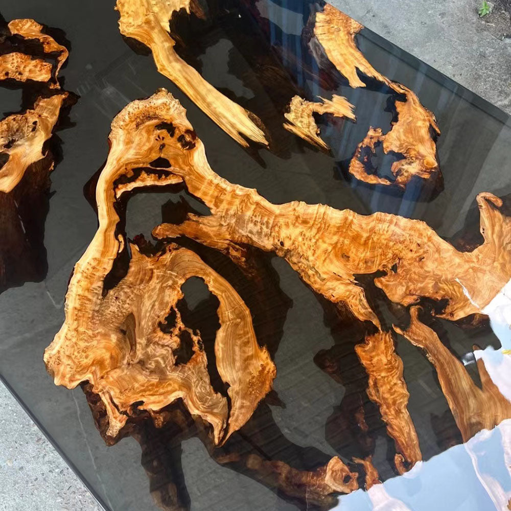 Cunninghamia Wood and Epoxy Dining Table - KAZANAHOME