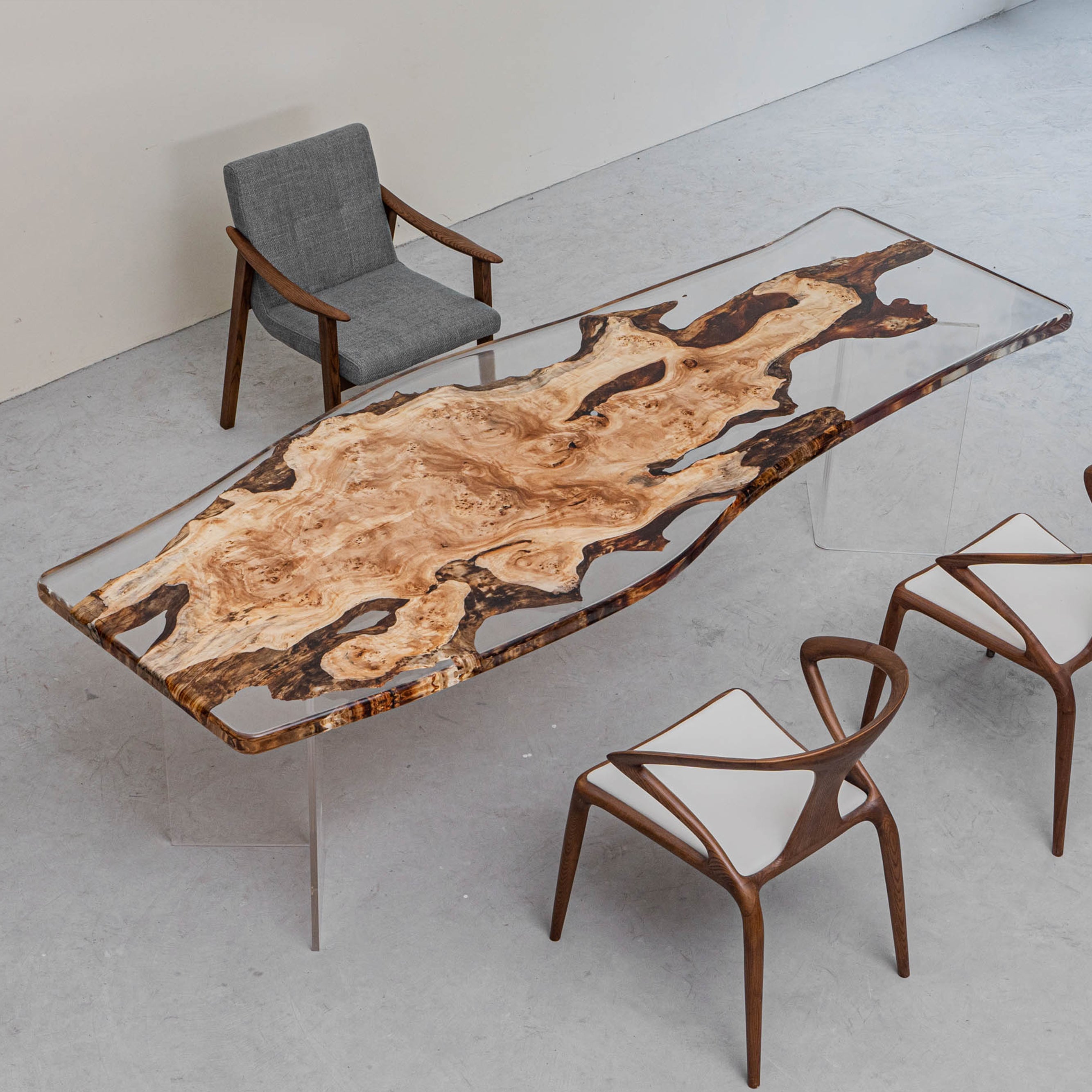 KAZANA Epoxy Poplar Wood Table 38.9"W 106.2"L