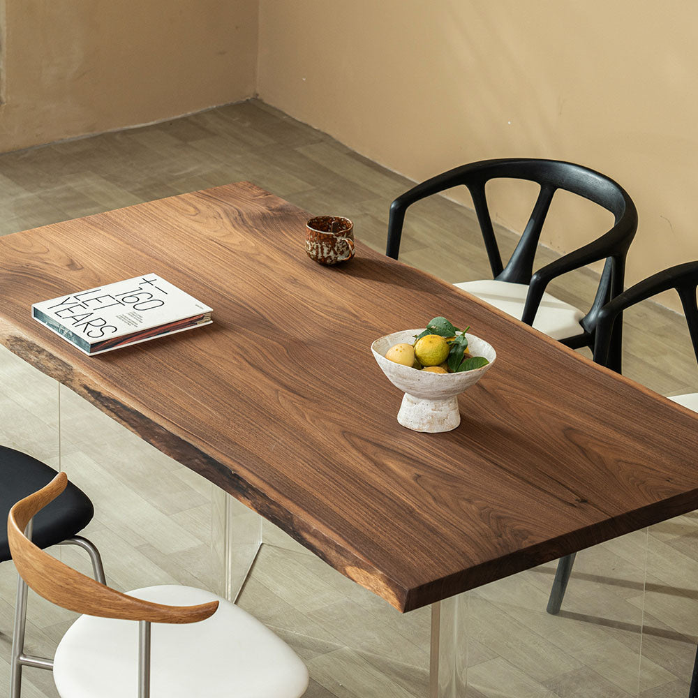 Modern Double Arch Natural Wood Dining Table kazanahome