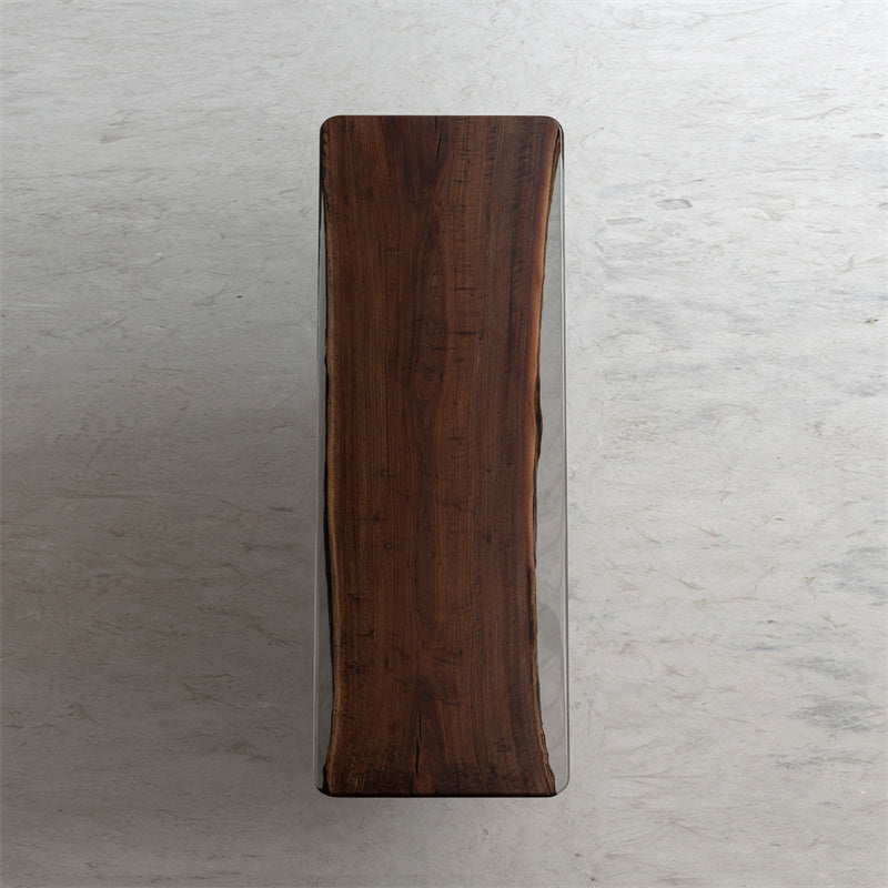 KAZANAHOME Black Walnut Wood Table with Epoxy