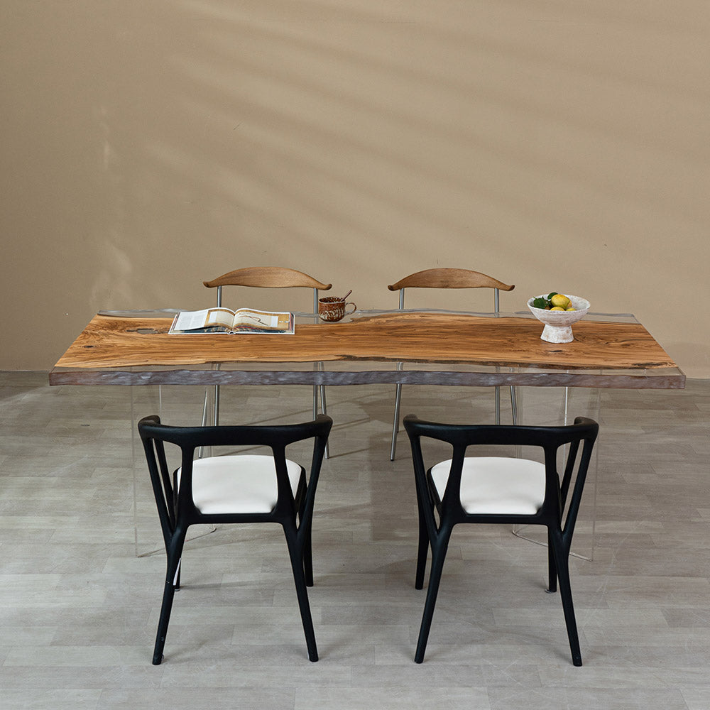 KAZANA Handmade Olive Wood Epoxy Live Edge Dining Table