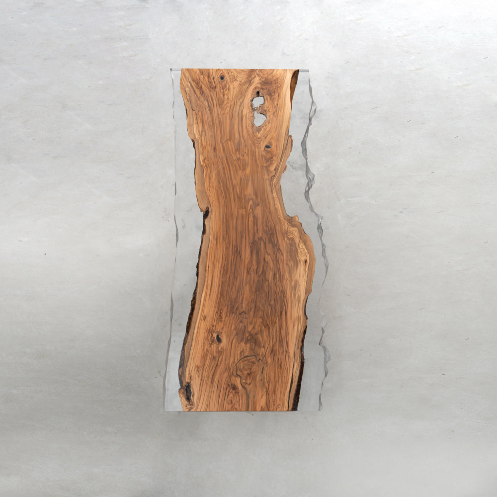 KAZANA Handmade Olive Wood Epoxy Live Edge Dining Table