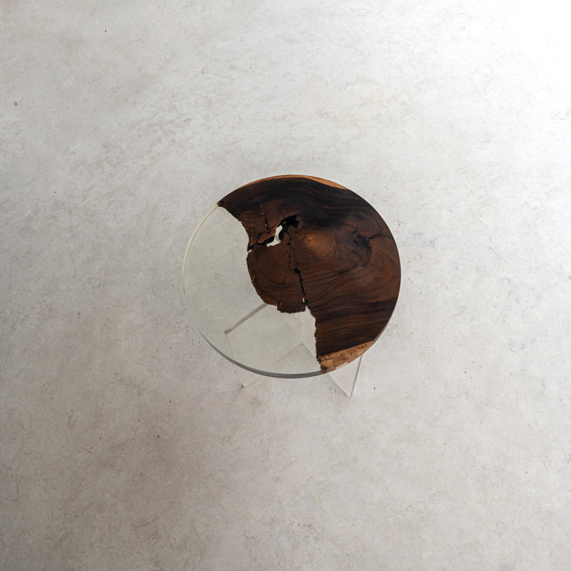 KAZANA Handmade Rain Wood Epoxy Table Round Coffee Table